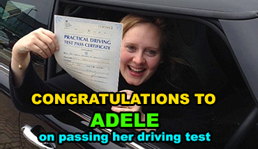 Adele Adkins, singer, passes her driving test with Intensive Courses Driving School
