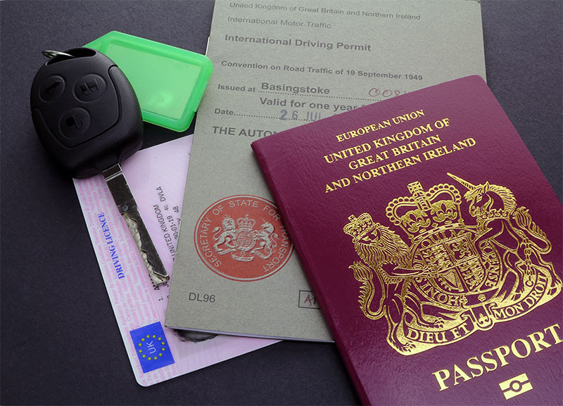 UK Driving Licence and UK passport with European Union logo