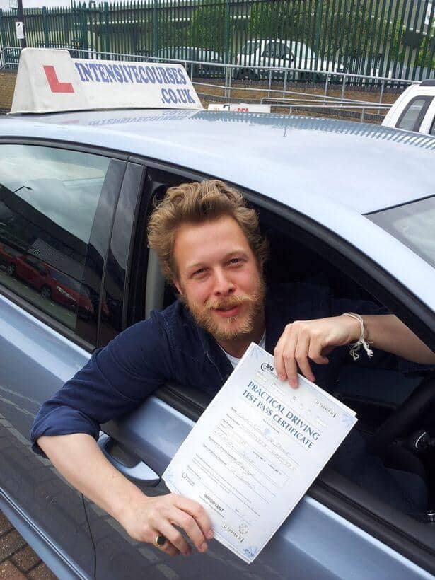 Edward Dwane from Mumford and Sons passes his driving test with a crash course from Intensive Courses Driving School