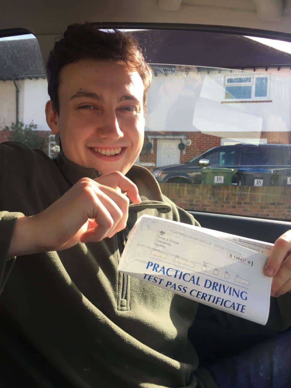 Congratulations to Austin from London N12 on passing your practical test with the help of Sandy from Intensive Courses