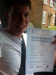 Congratulations to Kester who passed his driving test with an intensive driving course from Intensive Courses Driving School