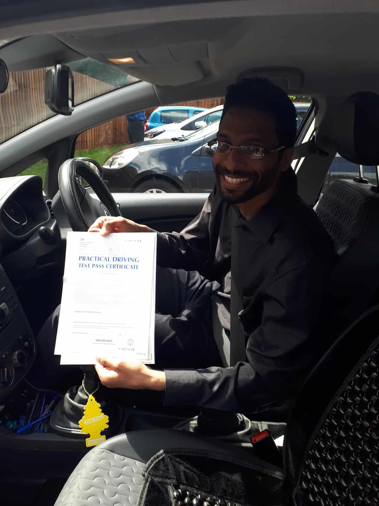 Congratulations to Arun, London NW9, on passing your driving test with an intensive driving course and the help of Michael from Intensive Courses