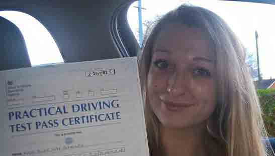 Congratulations to Alice on passing the practical test at Peterborough Test Centre with the help of Laurence at Intensive Courses.