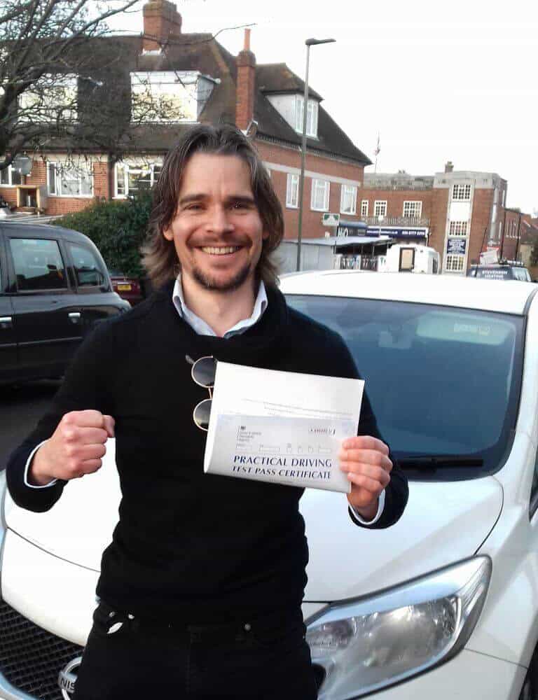 Congratulations to Hans Matheson on passing your practical test with an intensive driving course and the help of Federico from Intensive Courses