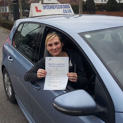 Congratulations to Sarah, North London, on passing your practical test with the help of Noel from Intensive Courses