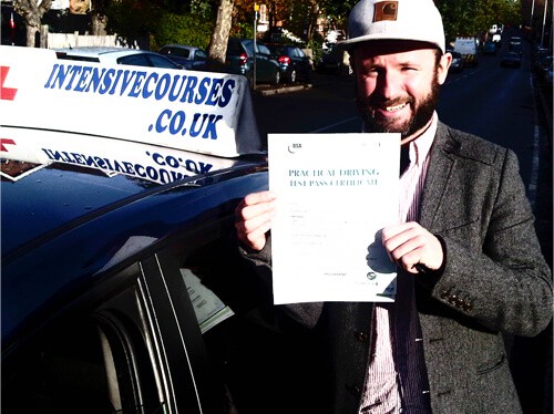 Pupil Carl Rice from Harrow passes his practical test with an intensive driving course from Intensive Courses